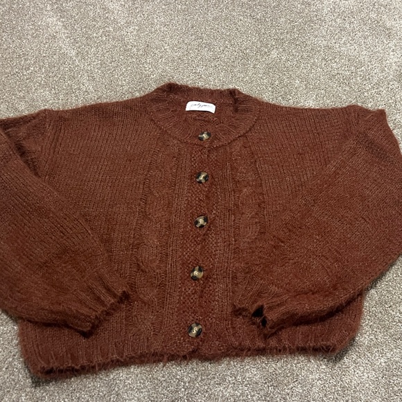 Carly Jean Los Angeles Sweaters - Carly Jean Los Angeles Rich Brown Elliott Cardigan